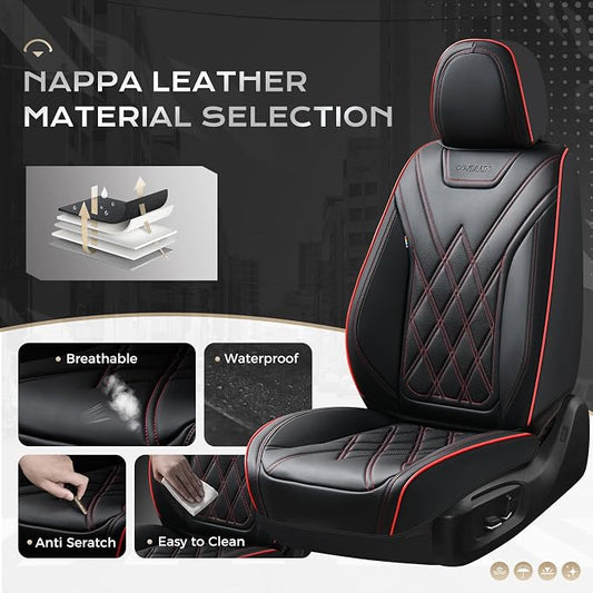 Coverado Car Seat Covers, Front Covers for Cars, Car Seat Cover Front Seats, Car Seat Protector Waterproof, Leather Car Seat Cushion, Universal Interior Covers Seat Protectors for Most Cars Purple