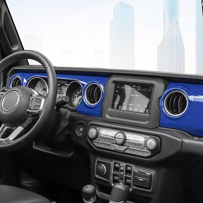 RT-TCZ Center Console Trim Cover Dashboard Control Panel Cover Decorative Interior Accessories for Jeep Wrangler JL JLU & Gladiator JT 2018-2022,Blue
