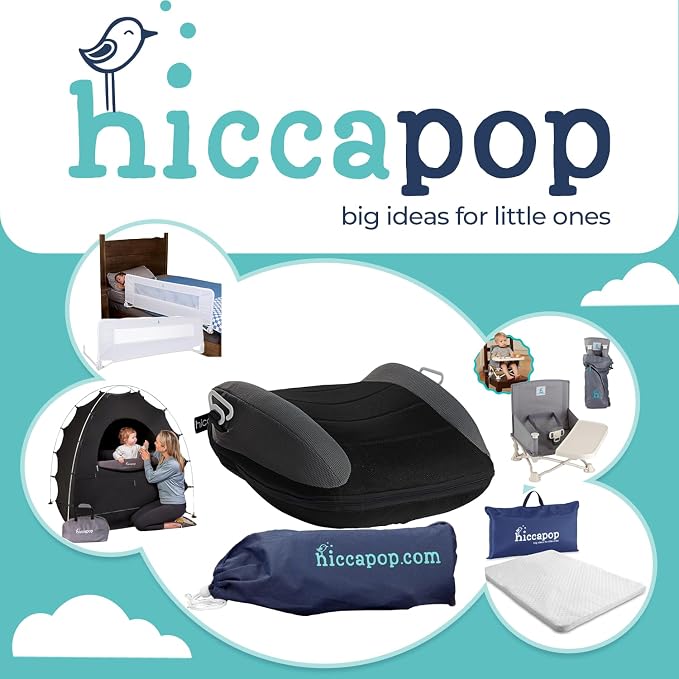 Hiccapop UberBoost Inflatable Backless Booster Seat for Kids, Portable Travel Car Seat | Classic Graphite Black