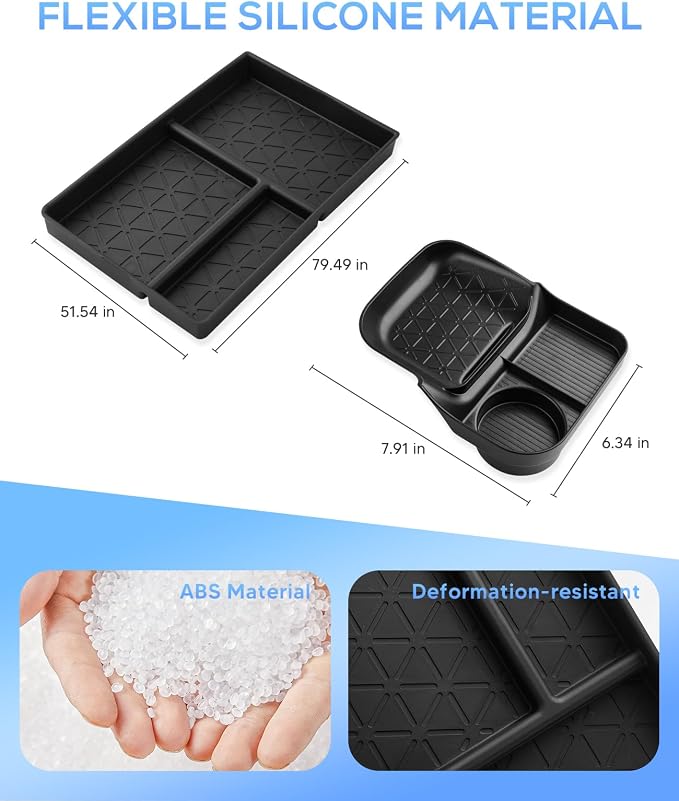 Autorder Driver Side Drawer Box&Center Console Organizer for 2019-2025 Toyota RAV4 Accessories - Armrest Bottom Storage Box & Driver's Side Drawer Organizer with Cup Holder β 2PCS ABS Black