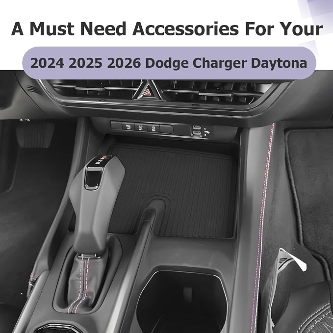 LUWU 2026 Charger Center Console Anti-Slip Mat Compatible with 2024 2025 2026 Charger Daytona R/T Scat Pack Accessories Silicone Protective Pad Liner Premium Protective Pad Phone Charger Liner Mat