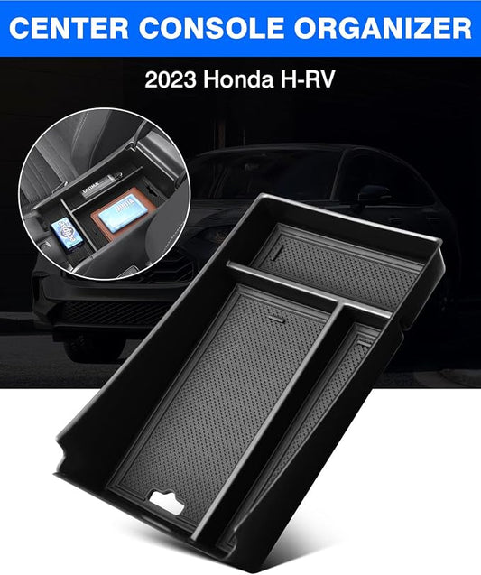 Autorder Center Console Organizer for 2023-2026 Honda HRV Accessories - Armrest Storage Box Secondary Insert Tray with Black&Red Mats