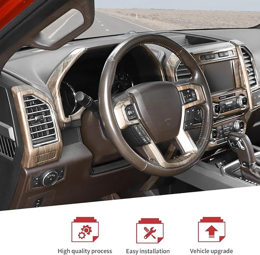 JeCar 16PCS Wood Grain Interior Trim Kit Fit for Ford F150 2015-2020 Interior Accessories