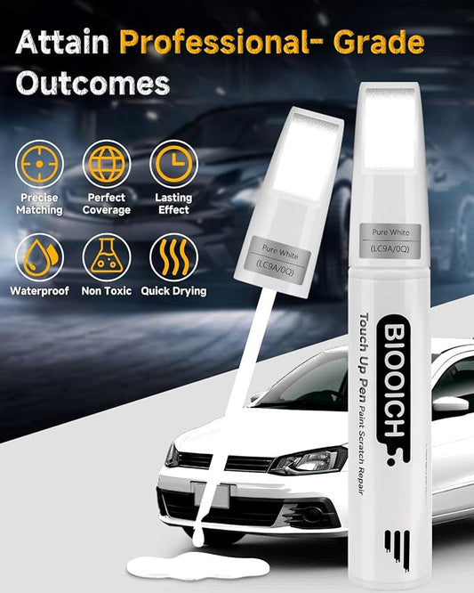 Touch Up Paint Pen Exact Color Match Car Chip and Scratch Repair (for vw, Pure White(LC9A/0Q))