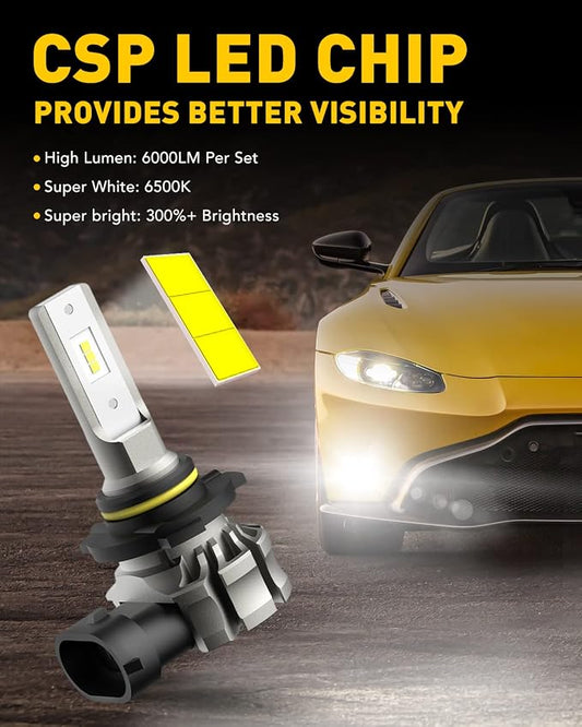 AUXITO 9145 LED Fog Light Bulbs, 6000LM 6500K Cool White Light, 300% Brightness H10 9140 9045 9040 Led Fog Lights, CSP LED Chips, DRL Replacement for Cars, Pack of 2