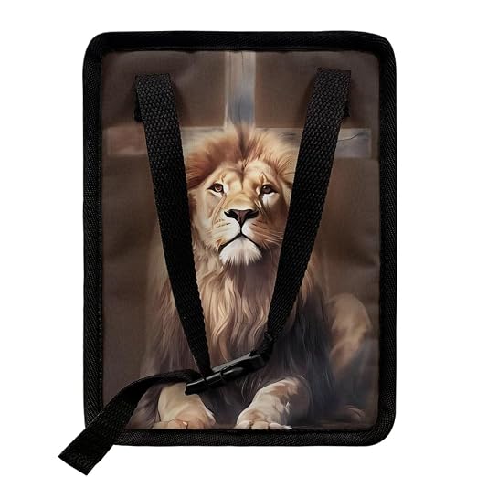 Talayituse Lion Cross Print Car Trash Can with Lid, Leak Proof Auto Trash Bag Hanging Vehicle Garbage Can Multipurpose Storage Container for Back Seat Road Trip