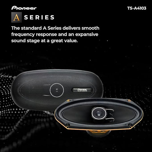 PIONEER A-Series TS-A4103 4” x 10” 2-Way Speakers (Pair) – 120W Max, Balanced Sound + Smooth Treble, Enhanced Bass, Great Stock Replacement
