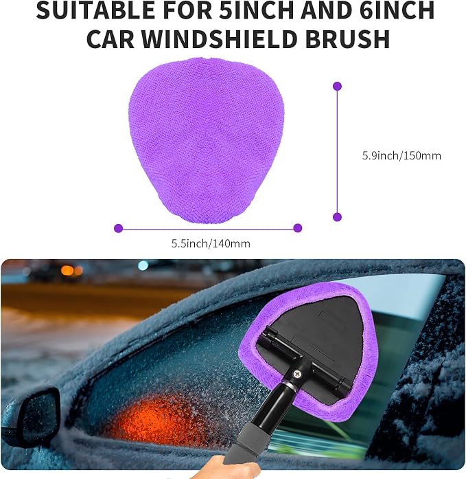 XINDELL 5 Pack Windshield Cleaner Microfiber Pads – Replacement Heads Cover for Xindell Tools Washable & Reusable Triangle Pads (Violet). Fits Window Reach Tool - Handle Not Included
