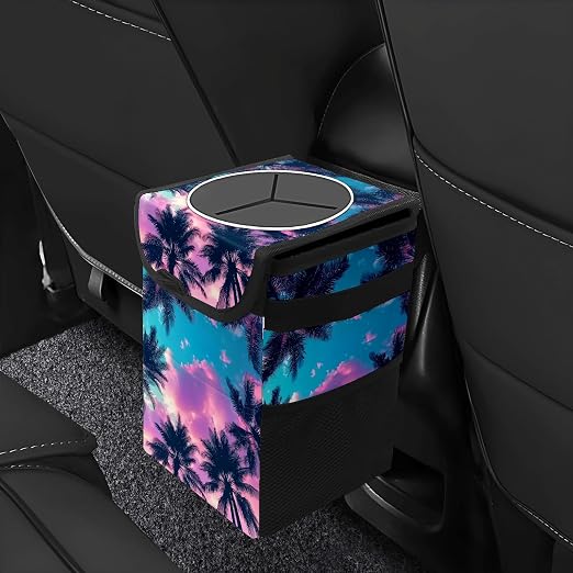 Car Trash Can – Multi-Purpose, Lightweight and Portable with Durable Water-Resistant Coating, No Installation Required, Practical and Ample Capacity, Variety of Colors.Coconut Tree