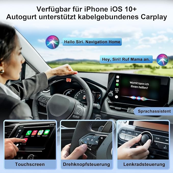 Wireless Carplay Adapter, Convert Wired to Wireless CarPlay, Compatible with CarPlay, Plug and Play, Type-C/USB, Suitable for 800+ Vehicles (Blue)