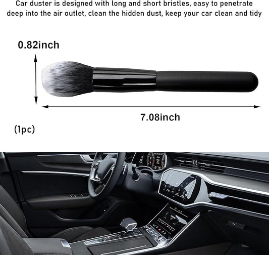 Ziciner 2 PCS Car Detailing Brush, Curved Soft Bristles Auto Removal Dust Collectors, Universal Vehicle Dashboard, Air Conditioner Vents etc Interior Cleaning Tool Accessory (Long-Black/White)