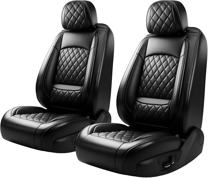 Car Seat Covers Compatible with Hyundai Elantra 2017-2025 2026 - Waterproof & Breathable Luxury Leather All-Weather Seat Cushions Protectors,Airbag Compatible,Only 2 Front seat Covers (Black)