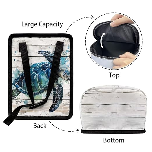Talayituse Watercolor Turtle Wood Print Car Trash Bin, Large Size Auto Trash Can Adjustable Portable Garbage Can with Lid, Vehicle Hanging Bag for Headrest Front Back Seat