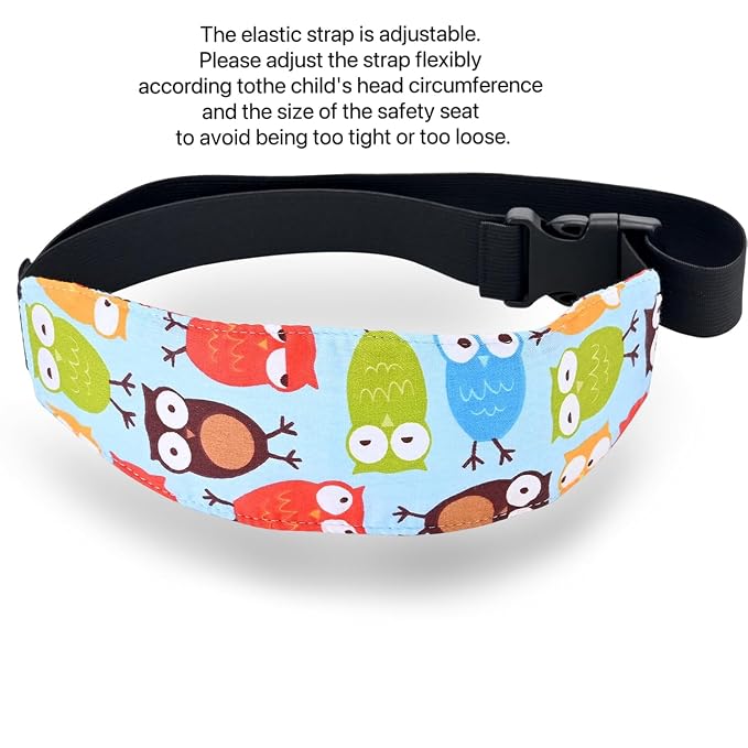 Luckyiren 2-Pack Baby Head Support Straps, Cotton Ocean Theme with Fish and Anchor Prints, Adjustable Car Seat and Stroller Neck Support for Infants and Toddlers