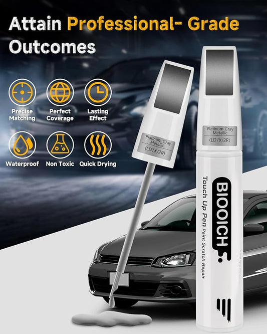 Touch Up Paint Pen Exact Color Match Car Chip and Scratch Repair (for vw, Platinum Gray Metallic(LD7X/2R))