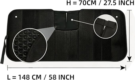 GWUSKDT Car Windshield Sunshade-Thicken 5-Layer Bubble Block Heat and Sun UV Rays,Front Windshield Sun Shade- Keeps Your Vehicle Cool - 58 x 27.5 Inch new Upgraded (New Black)