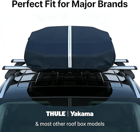 Roof Box Cover, Heavy-Duty 600D Oxford Fabric that is Waterproof, dustproof, UV-Resistant, and Scratch-Resistant, Roof Box Covers Universal Fit for Thule, Perflex, Yakima Brands. (77x35x17 inches)