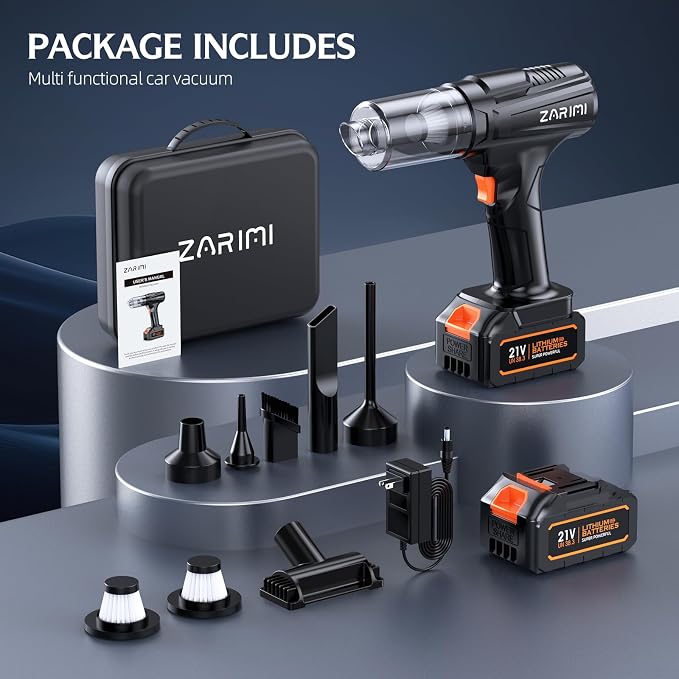 Handheld Cordless Vacuum Cleaner - 50000Pa High-Power Brushless Motor, Rechargeable Car Vacuum with 2 Batteries & Charger, 6-in-1 Portable Vacuum Cleaners for Home, Pet Hair, Keyboard, Black