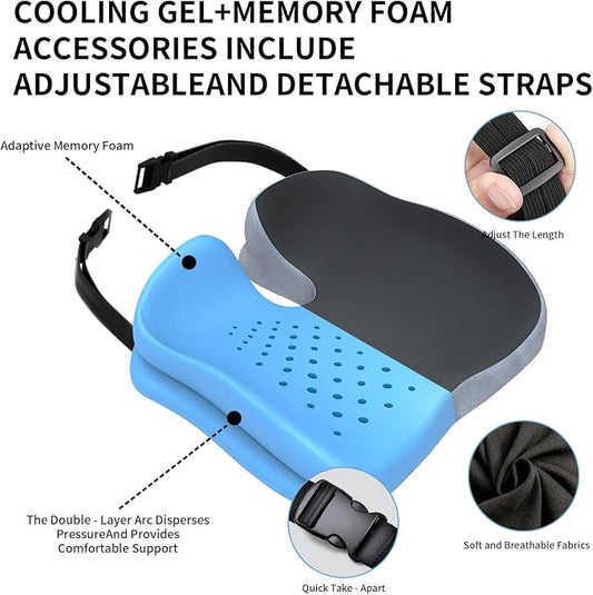 Seat Cushions for Office Chairs Wheelchair Cushion for Long Sitting Back Pain,Memory Foam Seat Car Computer Desk Chair Cushion,Coccyx Cushion for Tailbone Pain Relief Cushion Office Chair Black Blue