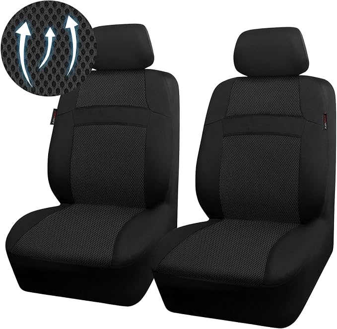 CAR PASS 3D Air Mesh Car Seat Covers Two Front Seats Only, Universal Seat Covers for Car Fit SUV,Vans,Sedan,Trucks, Breathable Automotive Interior Seat Covers Airbag Compatible (Black)