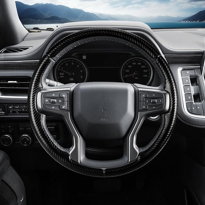 Steering Wheel Cover for Chevy Silverado 1500 2019-Present/ 2500 3500 2020-Present/Blazer 2019-Present (Gasoline Models)/ Suburban Tahoe 2021-2024, Car Steering Wheel Cover Accessories for Chevrolet