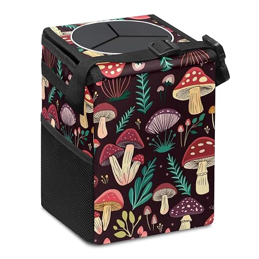Car Trash Can – Multi-Purpose, Lightweight and Portable with Durable Water-Resistant Coating, No Installation Required, Practical and Ample Capacity, Variety of Colors.Mushroom