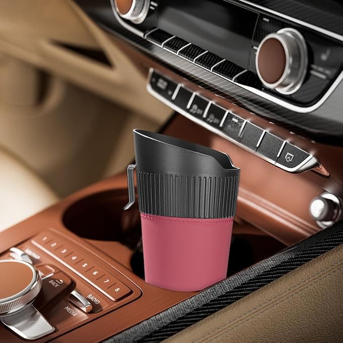 Car Trash Can, Mini Leakproof Vehicle Cup Holder Garbage Container Bin, Portable Automotive Interior Door Trash Storage Organizer Accessories, Universal for Sedan Truck SUV (Red)