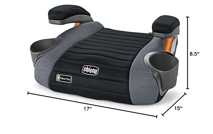Chicco GoFit ClearTex Backless Booster Car Seat, Travel Booster Seat for Car, Portable Car Booster Seat for Children at Least 4 Years Old and 40-110 lbs., Shadow/Black