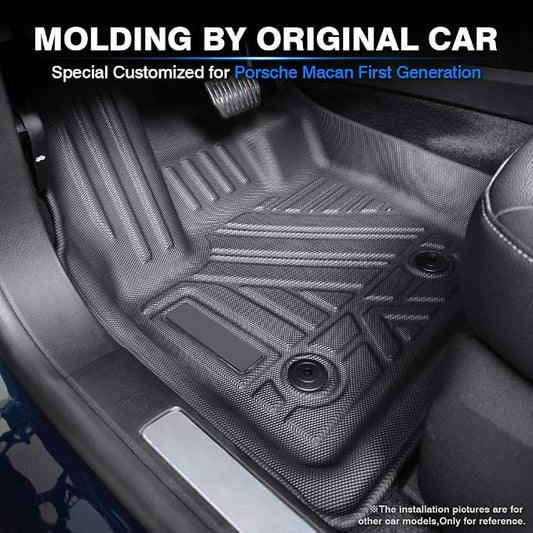 KUST Floor Mats for Porsche Macan 2014-2025 2026 All Weather Floor Liners 1st & 2nd Row Accessories Rubber High Side Black Non-Slip