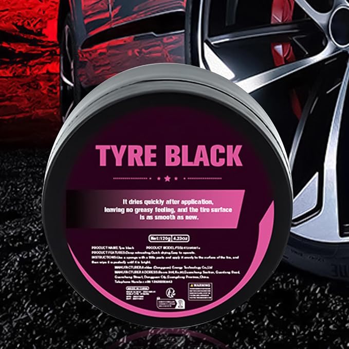 Wheel Shine,120g Tyre Coating Black Wax with Sponge - Tire Coating | for Long-Lasting Bright Luster Looking like New Truck Motorcycle Rv Protection Blackening