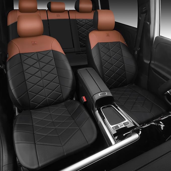 CAR PASS Memory Foam Leather Front Seat Covers, Waterproof Nappa Leather Seat Covers Front Seats Universal Fit for Cars,SUV,Truck Seat Covers Thick 3D Foam Comfortable, Airbag Compatible Black Brown