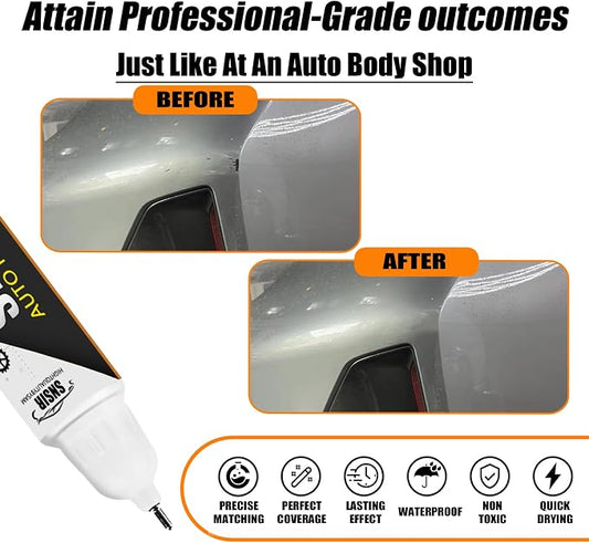Car Touch up Paint(C4W Skyscraper Grey Metallic) Compatible with BMW | Automotive Paint Pen for 2/3/4/8/X3/X5/X6/X7/Z4/i4, Car Paint Pen Scratch Repair Two-In-One Touch Up Paint