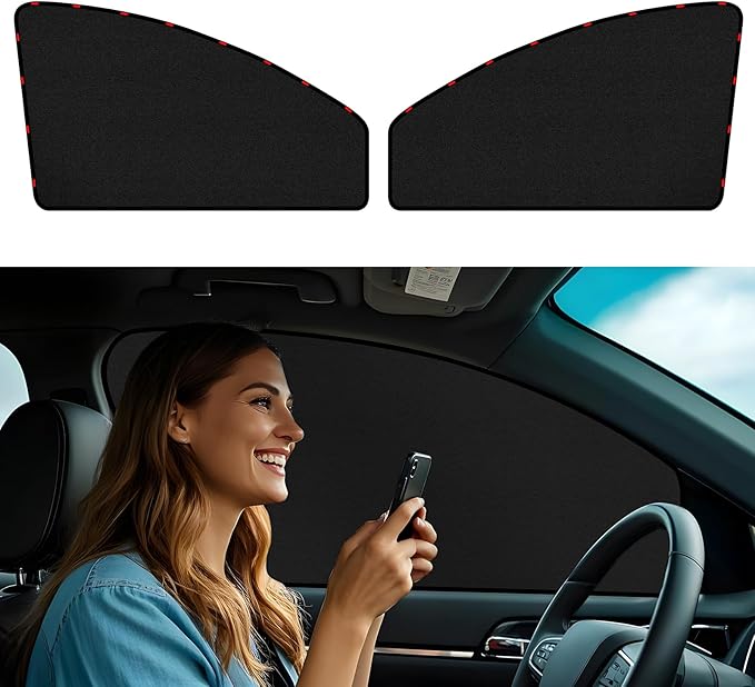 ZATOOTO Car Window Shades for Front Side Window Suede Sun Shade for Privacy, 2PCS Side Window Curtains UV Protection, Car Window Cover for Block Out Light for Camping, Sleeping, Cloth Changing