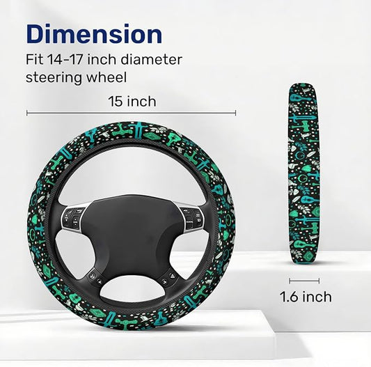 GENANY Dragon Board Game Steering Wheel Cover, Non Slip Polyester Car Wheel Protector for Car SUV Truck, Universal 15 Inch