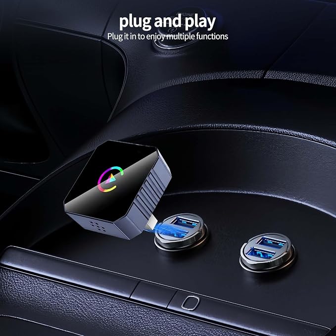Wireless CarPlay Adapter for iPhone/Android,Mini Upgraded Wired to Wireless Adapter for Apple Car Play,Android Auto Plug and Play Stable Connection,No Latency for iOS 10+ Android 11+ to Screen w/USB C