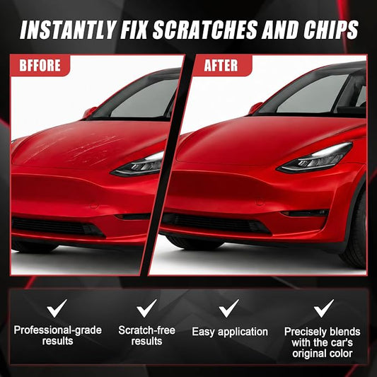 Touch Up Paint for Cars (Red Multi-Coat PPMR), Compatible with Tesla Model Y/3/X/S, 0.4 fl oz Color Accurate 2-in-1 Car Paint Scratch Repair Pen, Easy to Use, Fast-Drying, Long-Lasting