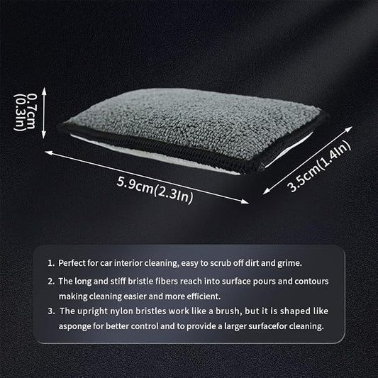 Car Interior Scrubbing Sponge, Microfiber Car Wax Applicator Scrubber Pad, Car Detailing Microfiber Interior Scrub Pad,Washing Sponges for Car, Boat, Wood, Marble and Motorcycle - 6pcs (gray)