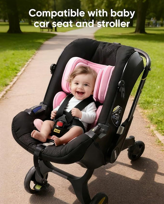 TinlyFinly Infant Insert Compatible with Doona, Graco, Britax, Chicco, Evenflo Car Seat, Adjustable Baby Head Body Support Cushion for Newborn to Toddler, Fits Infant Car Seat and Stroller (Pink)
