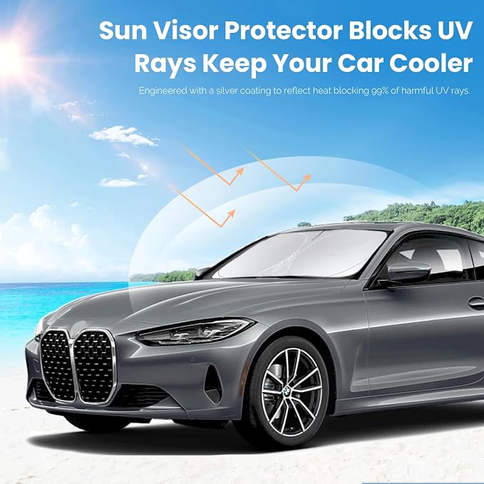 for BMW 4 Series Windshield Sun Shade Sunshade Fit for 2021-2024 2025 BMW 4-Series 2DR Coupe Convertible Sun Visor for M4, 428i 430i 435i 440i Base Sport Front Window Shield Accessories