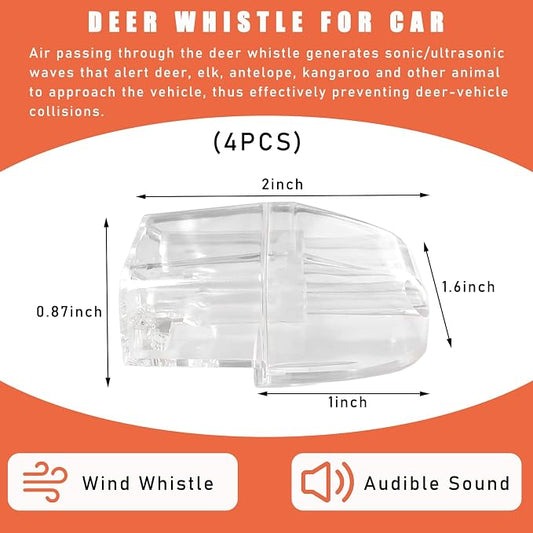 Dickno 4 PCS Deer Whistles for Car, Automotive Deer Warning Whistle Devices, Animal Warning Devices Avoids Collision, Universal Animal Alert Accessories for Vehicles (White)
