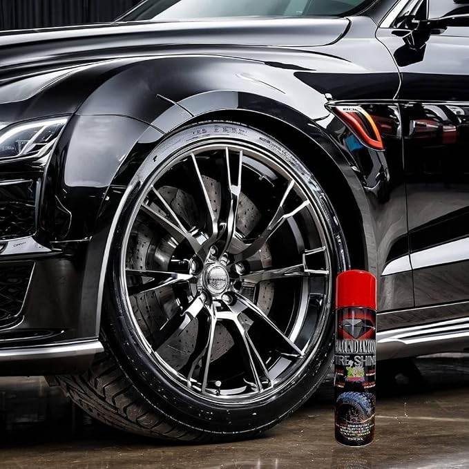 Black Diamond Tire Shine Spray - Extreme Gloss, Long Lasting, No Sling, Wet Look - 14 oz (Pack of 3)
