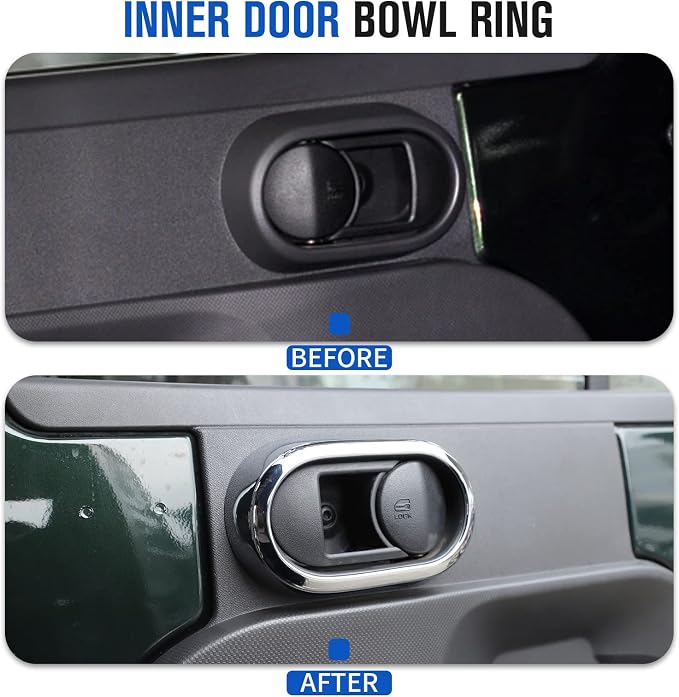 JeCar Chrome Interior Door Handle Bezel Cover Trim Decor Covers for 2007-2010 Jeep Wrangler JK Unlimited 4 Door