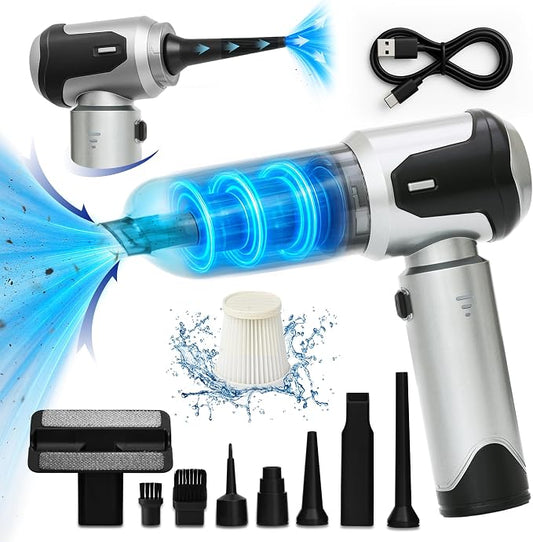 Car Vacuum Portable Cordless Handheld Cleaner, Mini Vacuum with 8 Attachments, Blower, Spray Lubricant & Microfiber Towels for Truck & Interior Cleaning