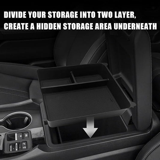 Muslogy Center Console Organizer Compatible with 2023-2026 Honda Pilot Accessories, 2024 2026 Ridgeline/2024-2026 Passport Center Console Storage Box Divider Inserts Interior ABS Material(Black)