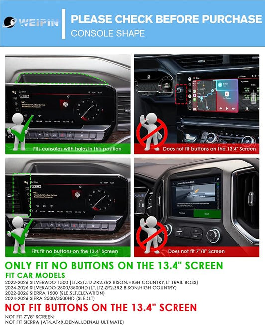 For Center Console Screen Organizer Tray ABS Materials Compatible with 2022–2026 Silverado&Sierra 1500/2024–2026 Silverado 2500HD/3500HD 13.4 Inch Center Console Screen Organizer