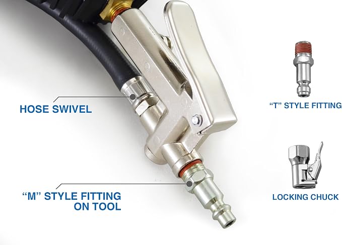 Astro Pneumatic Tool 3083 2.5" Dial Tire Inflator with Locking & Dual Chucks