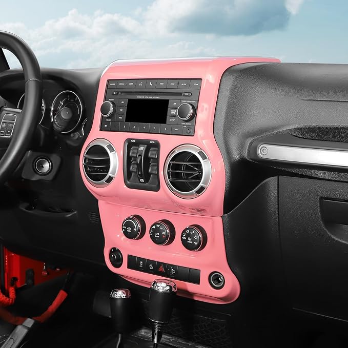 RT-TCZ for Jeep JK Pink Dash Accents Radio A/C Controls Cover Trim for Jeep Wrangler JK JKU 2011-2017 ABS Interior Accessories 2pcs
