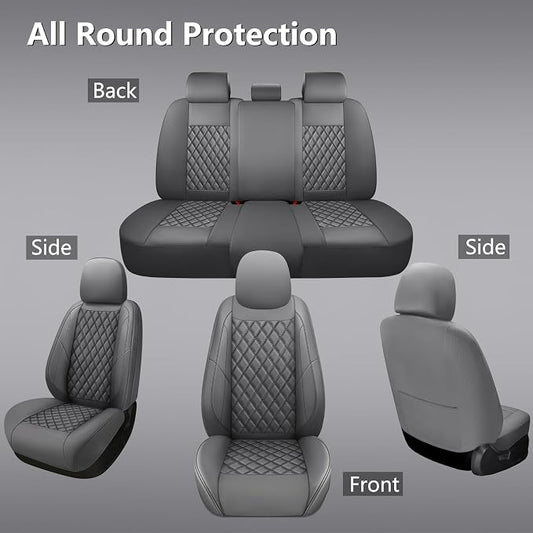 F150 Seat Covers Front Pair, Custom Ford F150 Truck Seat Cover Fit for 2015-2025 F150 and 2017-2025 F250 F350 F450 Super Duty Crew Cab XL XLT Lariat King Ranch Platinum (Grey, Front Pair(2 seats))