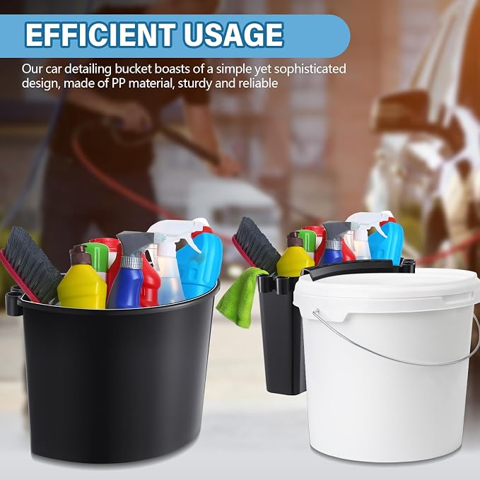 Car Detailing Bucket Organizer 10.2 x 7.8 x 5.5 Inch Car Washing Bucket Caddy Portable Multipurpose Hanging Organizer for Accessories Tool Home Garden Camping(Black,4 Pcs)