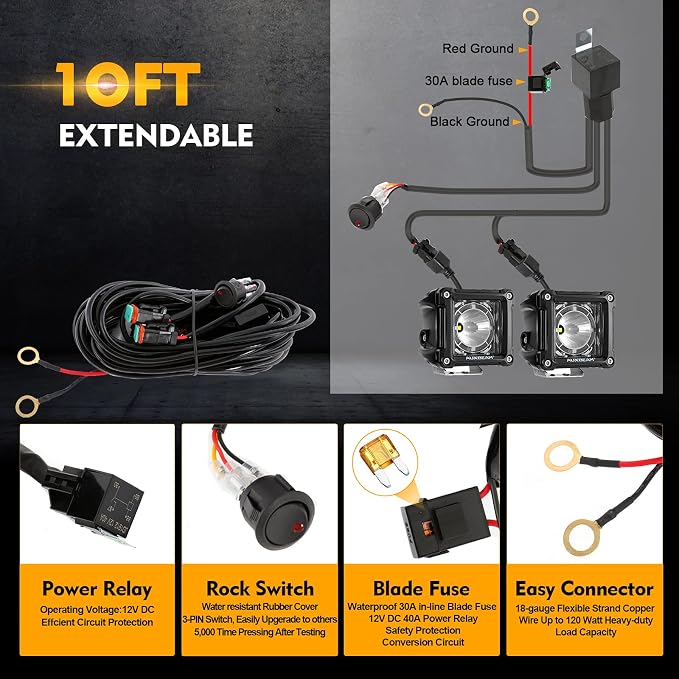 Auxbeam FA Series 3 Inch LED Cubes with DRL 2 Modes Spot Beam Offroad Lights 20W Driving Spotlights A-Pillar Ditch Lights for 4x4 Truck Car ATV Motorcycle, Pair